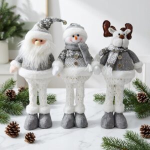 3 Monos Patas Larga Pascuero Reno Mono Nieve Muñecos Navidad Color Gris Premium_1 3 muñecos navideños patas largas Pascuero Reno Mono Nieve gris