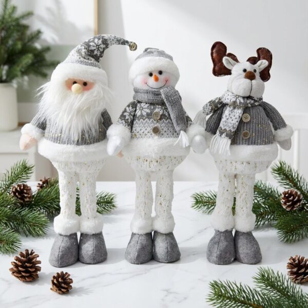 3 Monos Patas Larga Pascuero Reno Mono Nieve Muñecos Navidad Color Gris Premium_1 3 muñecos navideños patas largas Pascuero Reno Mono Nieve gris