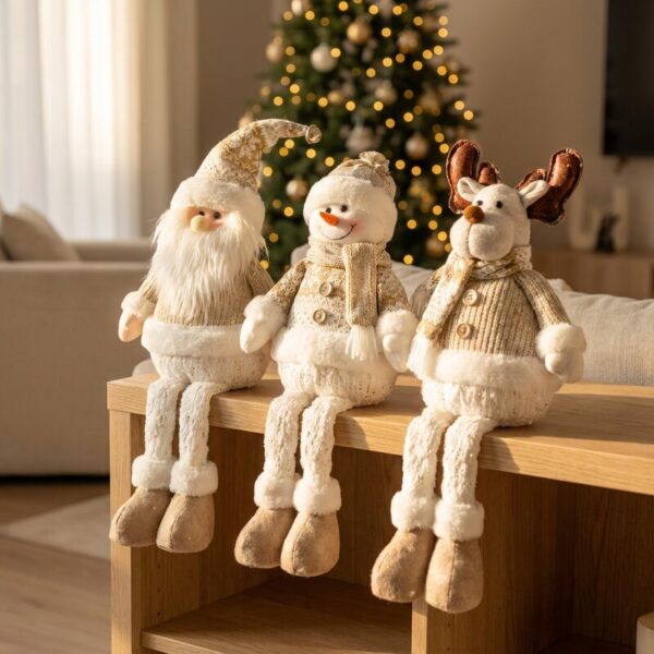 3 Monos Patas Larga Pascuero Reno Mono Nieve Muñecos Navidad Color Gris Premium_2 Set muñecos navidad premium color gris