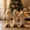 3 Monos Patas Larga Pascuero Reno Mono Nieve Muñecos Navidad Color dorado Blanco_3 Decoración navideña muñecos dorados premium