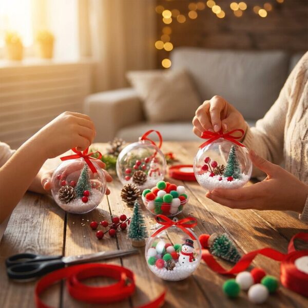 30 Esferas Transparentes Planas Adorno Navidad Decoracion_1 30 esferas transparentes planas para decoración navideña