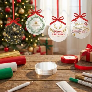 30 Esferas Transparentes Planas Adorno Navidad Decoracion_2 Esferas transparentes planas para decorar árbol de navidad