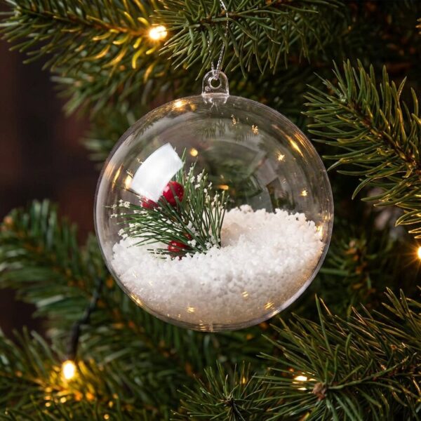 30 Esferas Transparentes Planas Adorno Navidad Decoracion_2 Esferas transparentes de plástico para manualidades