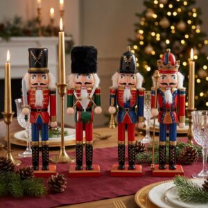 4 Cascanueces De Madera Soldado 25cm Navidad Decoración Hogar_1 4 cascanueces de madera soldado 25cm decoración navideña