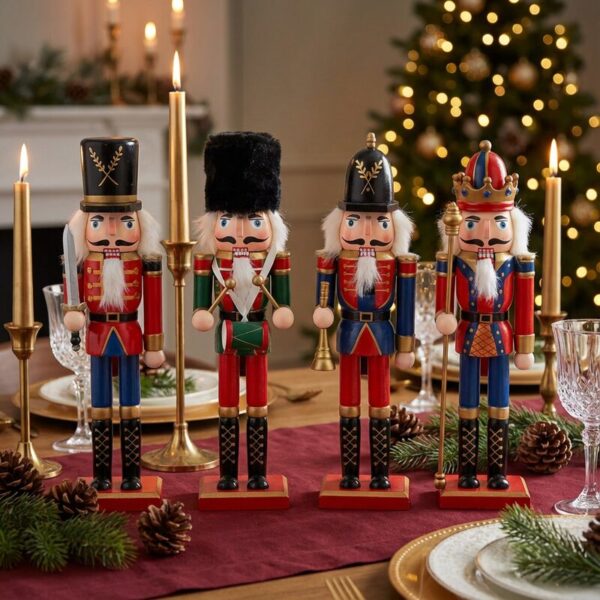 4 Cascanueces De Madera Soldado 25cm Navidad Decoración Hogar_1 4 cascanueces de madera soldado 25cm decoración navideña