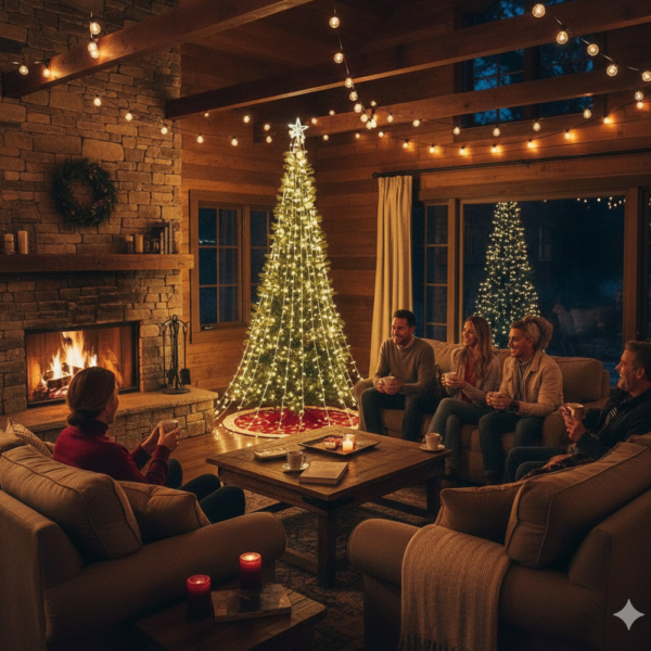 Cascada navidad cálida solar