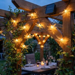 Guirnalda Solar Libélula Luz Cálida 30 Led Exterior Decoración 10 metro_1 Guirnalda solar libélulas 30 LED luz cálida exterior