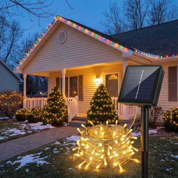 Luces Navideñas Solares Luces 30 Led Solar Luces Navidad 10m_3 Guirnalda luces solares decoración navideña