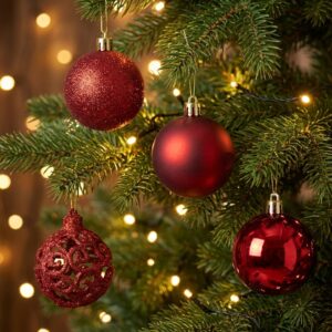 Pack 24 Esferas Navideñas Bambalinas Decoracion Navidad 6 Cm Color Rojo_1 Pack 24 esferas navideñas bambalinas rojas 6cm - decoración árbol de Navidad