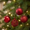 Pack 24 Esferas Navideñas Bambalinas Decoracion Navidad 6 Cm Color Rojo_3 Esferas navideñas bambalinas color rojo intenso