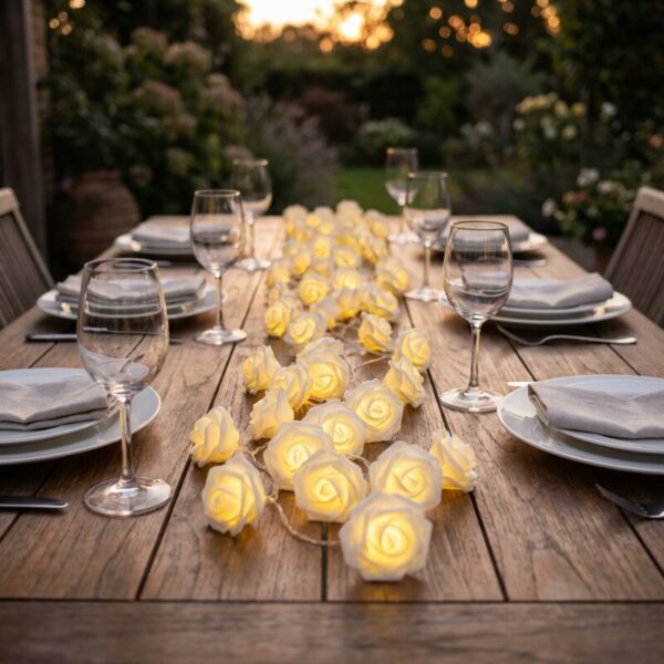 Guirnalda rosas LED decorativa 2 metros 10 luces