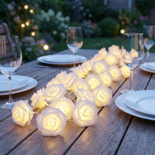 Guirnalda flores LED luz cálida