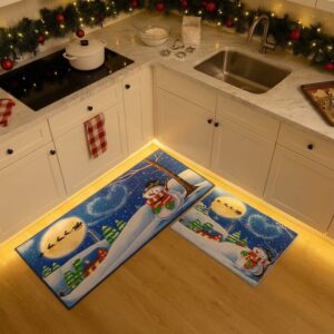 Set 2 Alfombra Cocina Antideslizante Navidad Limpia Pies Mono nieve_1 Set 2 alfombras cocina navideñas antideslizantes mono de nieve